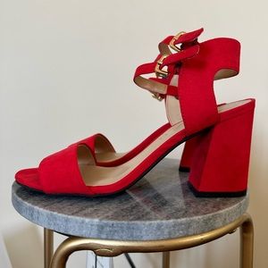 Red chunky heels